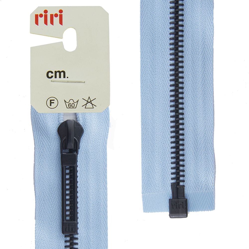 Молния металлическая карман. RIRI Т6 (6 мм) BI, слайд.Stab, н/раз., 18 см, цв. тесьмы 2637, голубой, упак. 5 шт