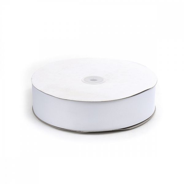 Лента репсовая (в рубчик) 38.0 мм, цв. 029 белый, уп.91.4м