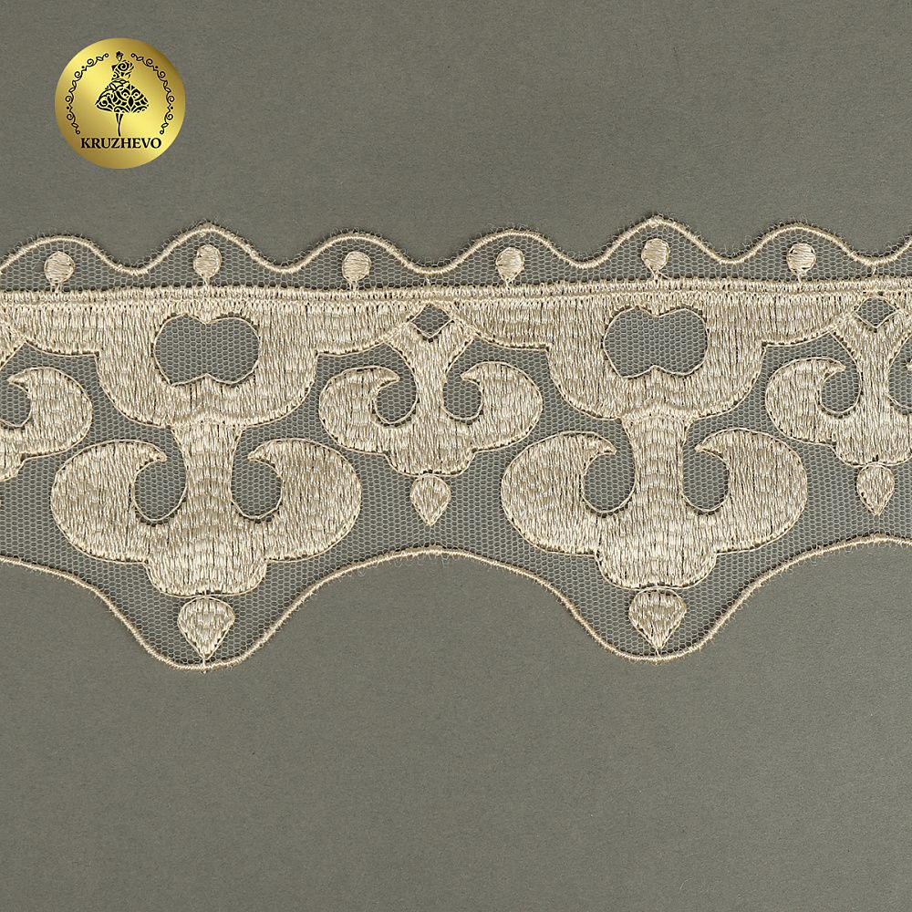 Кружево на сетке арт.TR.2113 70мм цв.бежевый уп.13м, Kruzhevo