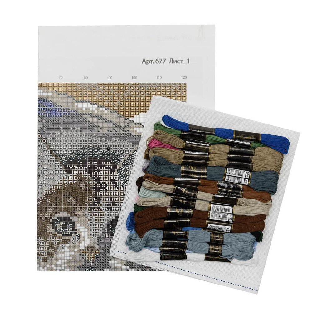 Набор для вышивания нитками Hobby&Pro, Кот в кувшине, 27х22 см