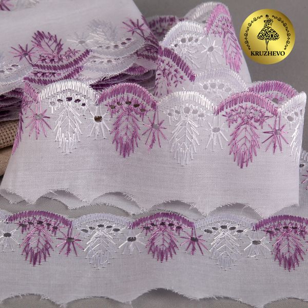 Кружево шитьё 50 мм, диз. 310, цв.101/164 сиреневый, уп. 13.71 м, Kruzhevo