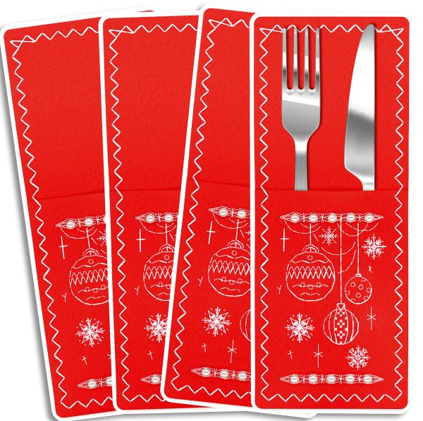 Набор для вышивания нитками МП Студия (Жар-птица), Новогодние узоры. Набор для сервировки приборов, 26х11 см