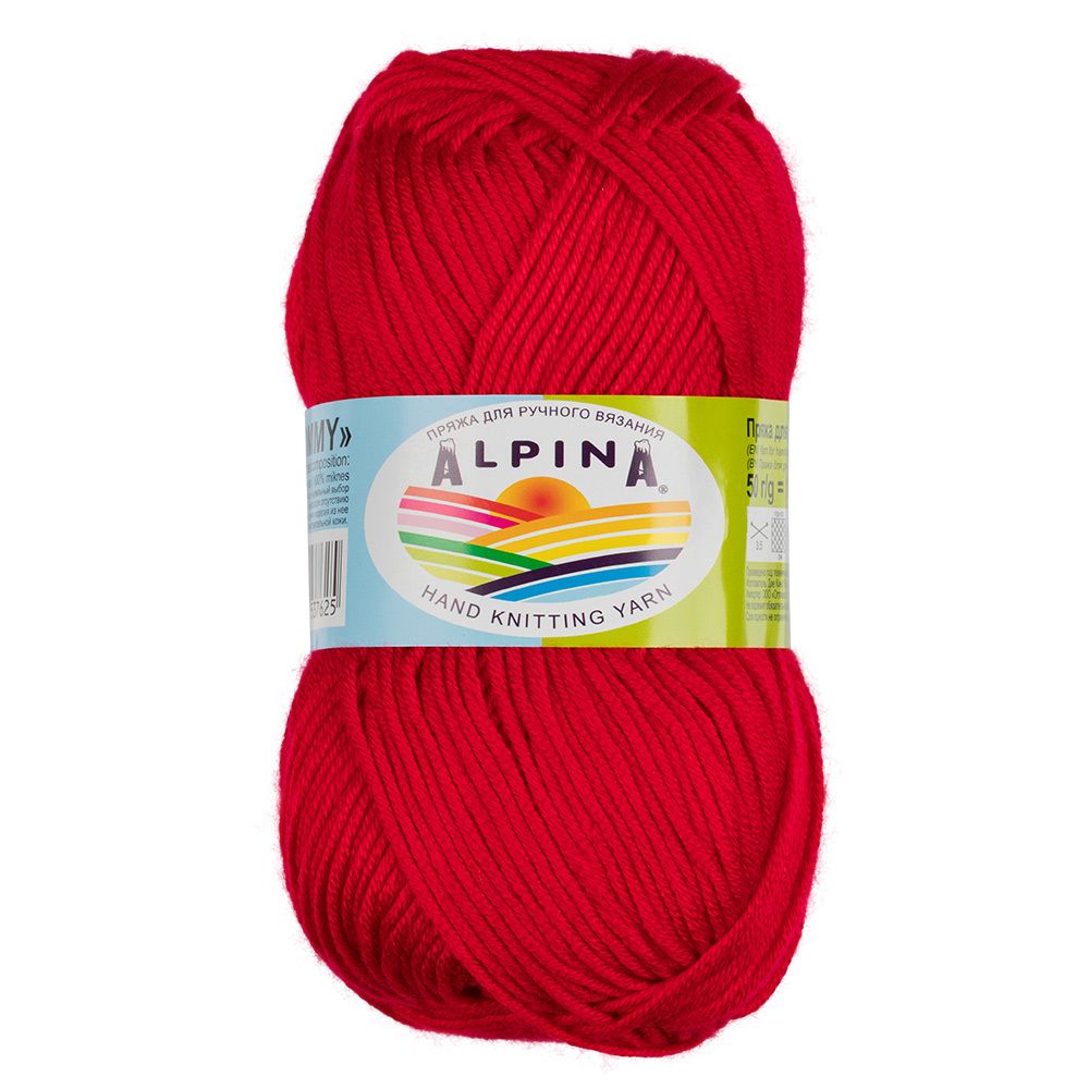 Пряжа Alpina Tommy / уп.10 мот. по 50г, 138м, 019 красный