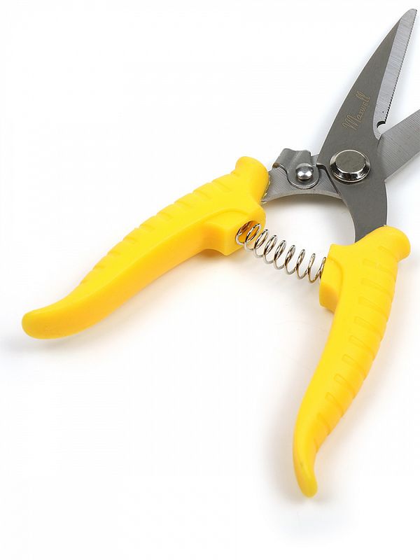 Секатор прямое лезвие 80/210.1 ручки желтый пластик, Maxwell Garden