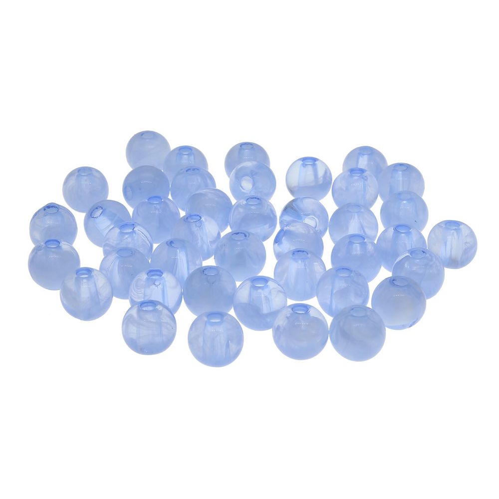 Бусины полупрозрачные пластик, 8 мм, 20гр, 70±4шт, Астра, 002 голубой