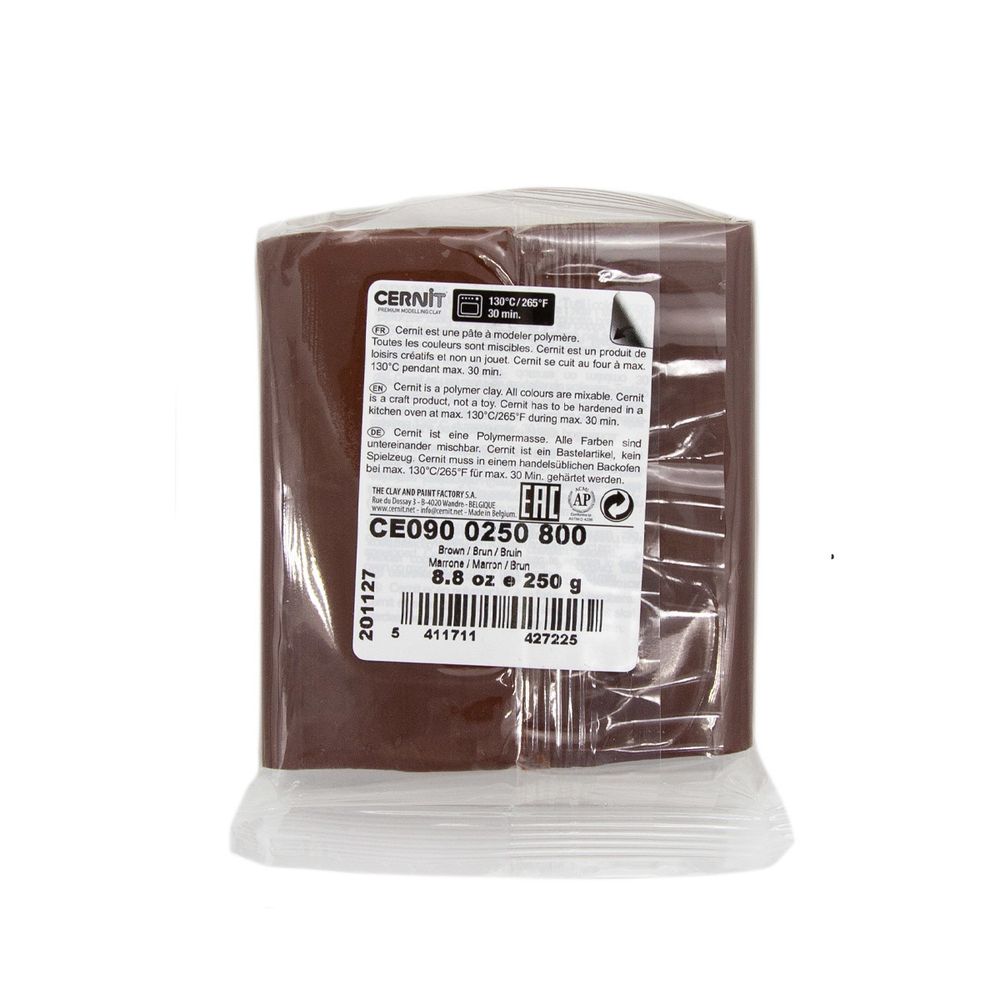 Полимерная глина Cernit №1 запекаемая, классическая 250гр, 800 коричневый
