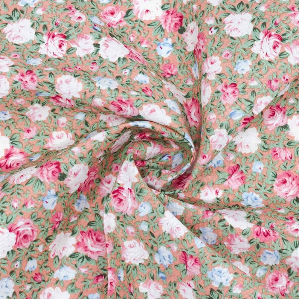 Ткань для рукоделия в наборе Цветы-01 Ткань для рукоделия с лентой (01*713: х/б 48*50см+1,5м), бежевый, 29298