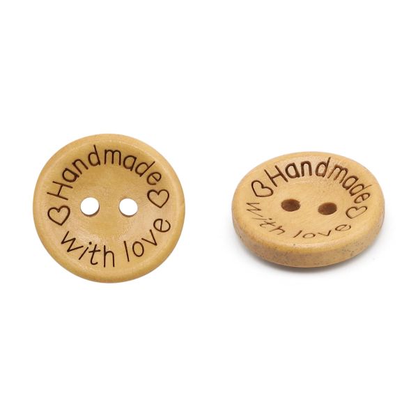 Пуговицы на 2 прокола Handmade with love 28L (18мм), дерево (Yellow (желтый)), W22, 36 шт