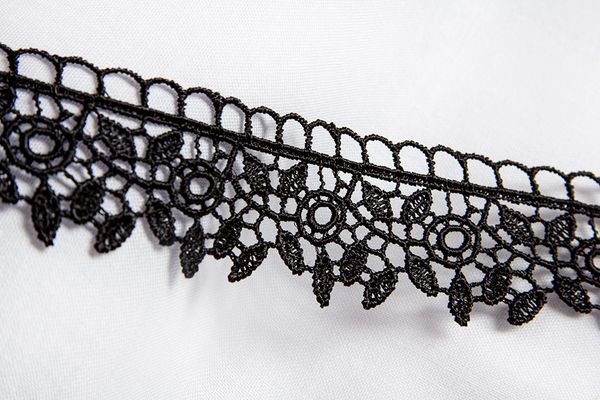 Кружево гипюр (плетёное) 30 мм / 10 м, черный, Gamma GGM-3001