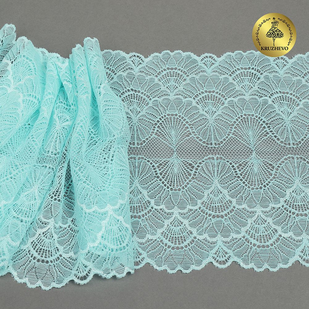 Кружево бельевое эластичное 195 мм / 3 м, 8034 цв.F201 мята, Kruzhevo