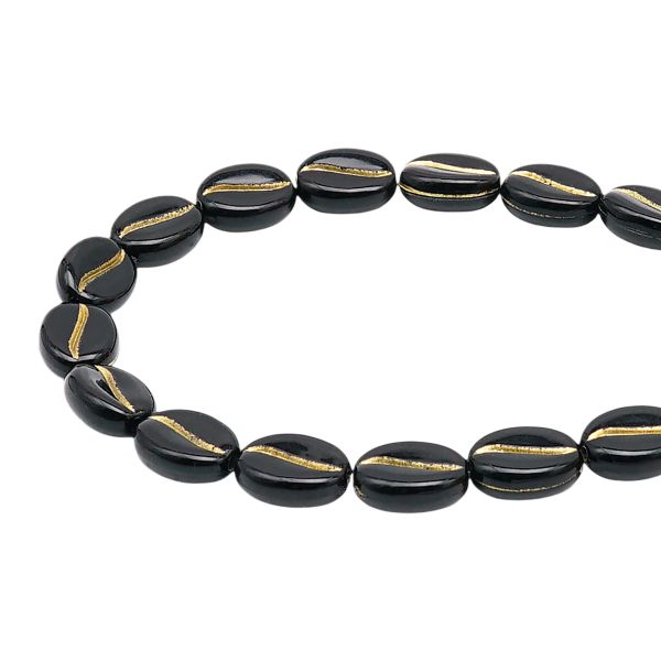 Бусины пластик 10х5 мм, 50 г, кофейное зерно, 1 черное+золото, Astra&Craft, 7541