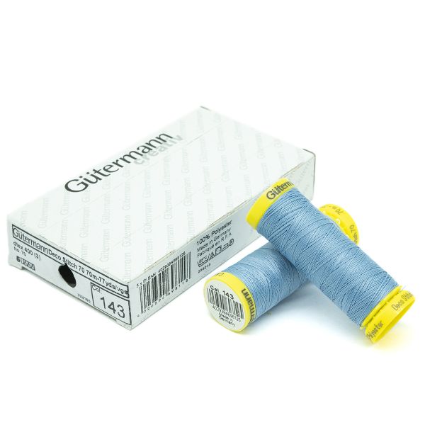 Нитки отделочные Gutermann Deco Stitch 70, 70м, 143 серо-голубой, 5 катушек