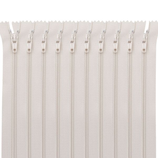 Молния спираль (витая) брючная Т3 (3 мм) 1 зам., н/раз., 20 см, автомат, молоч, 30122, 10 шт