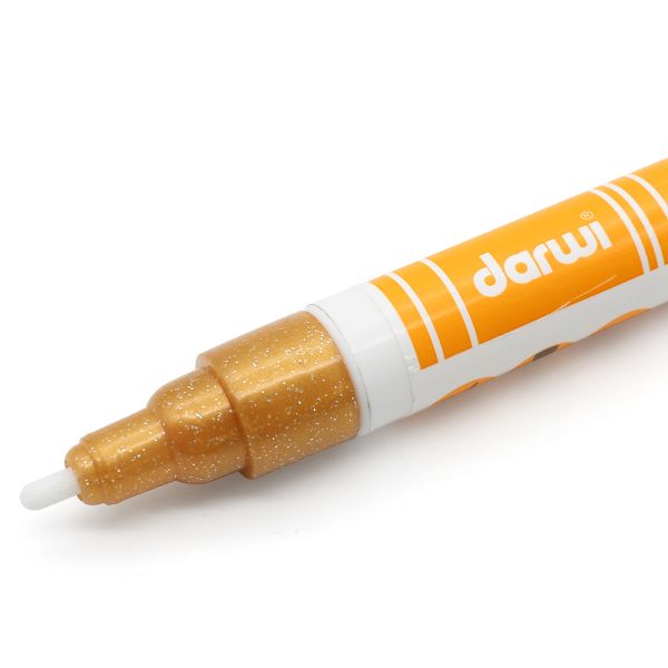 Маркер для ткани Darwi TEX Glitter, 2мм, с блестками, 050 золотой