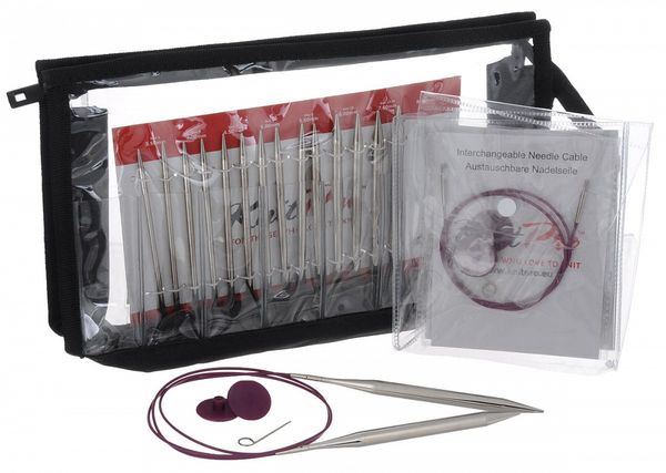 Набор съемных спиц Knit Pro Nova Metal Deluxe Set никелированная латунь, серебристый, 8 видов спиц в наборе, 10613