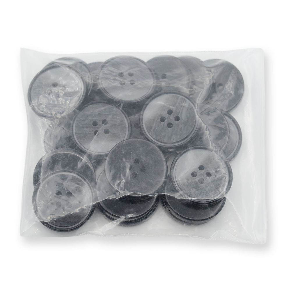 Пуговицы 4 прокола 40L (25мм), (Black (черный)), 24 шт