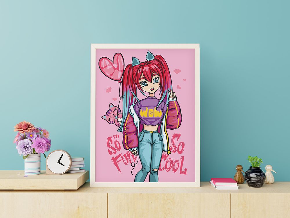 Картина по номерам Фрея PKZ/PM-066, Яркая анимешка, (на картоне) 40х30 см