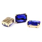 Хрустальные стразы в цапах прямоугольные (золото) сапфир 13х18мм, 3 штук Astra&Craft, ПЦ009НН1318