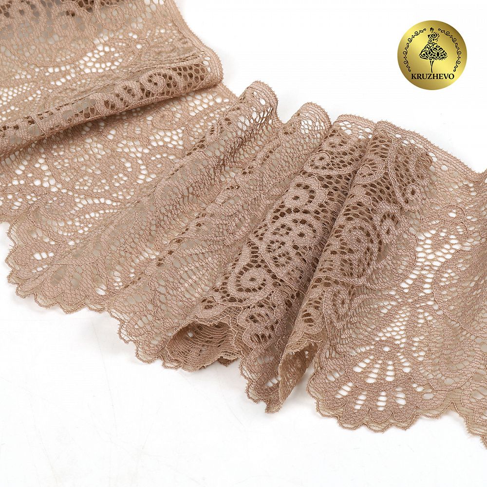 Кружево эластичное (стрейч) 110 мм / 25 метра, TBY.40992PP, цв.L30 кофе с молоком, Kruzhevo