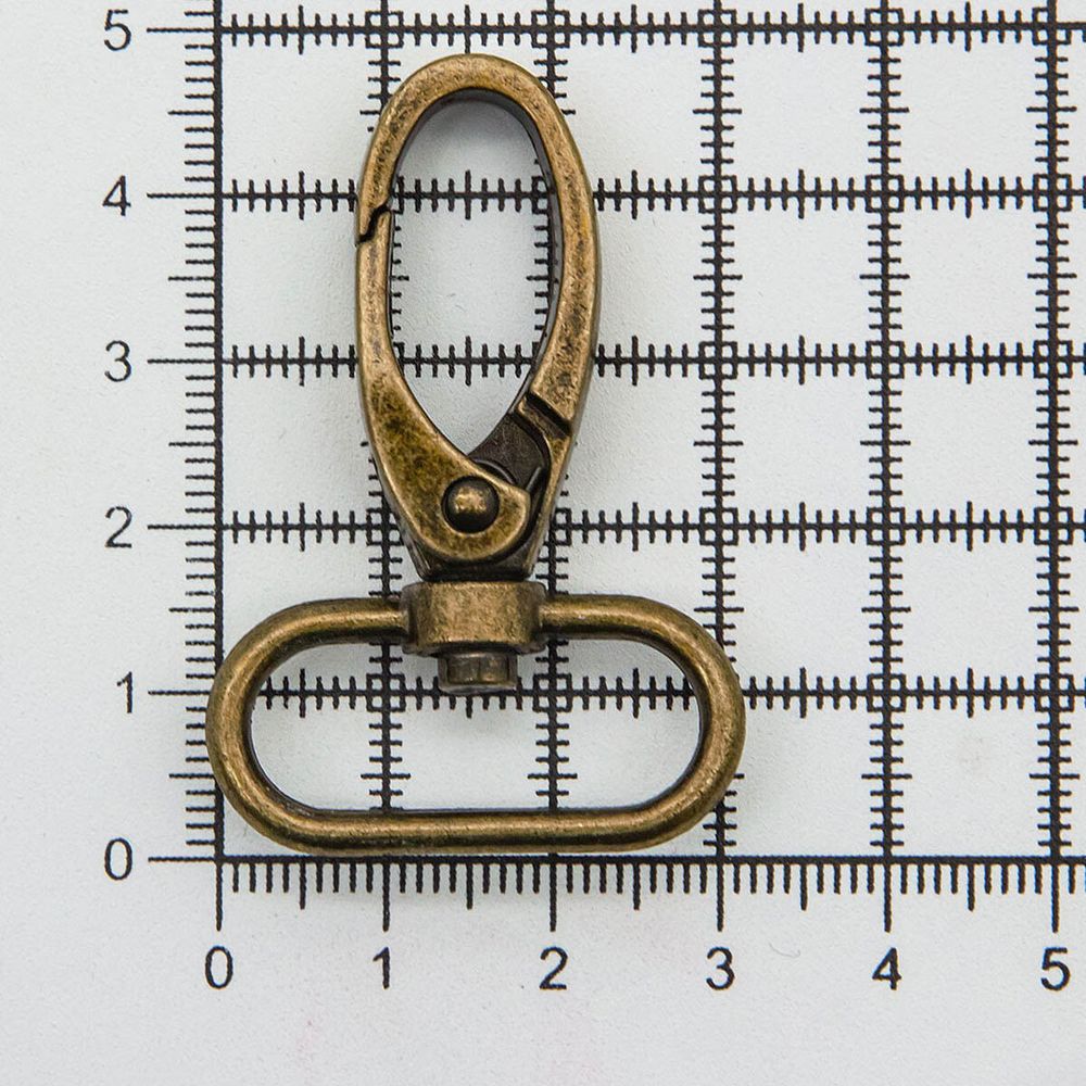 Карабин металл 25.0 мм (48х32 мм), цв.латунь, 20 шт