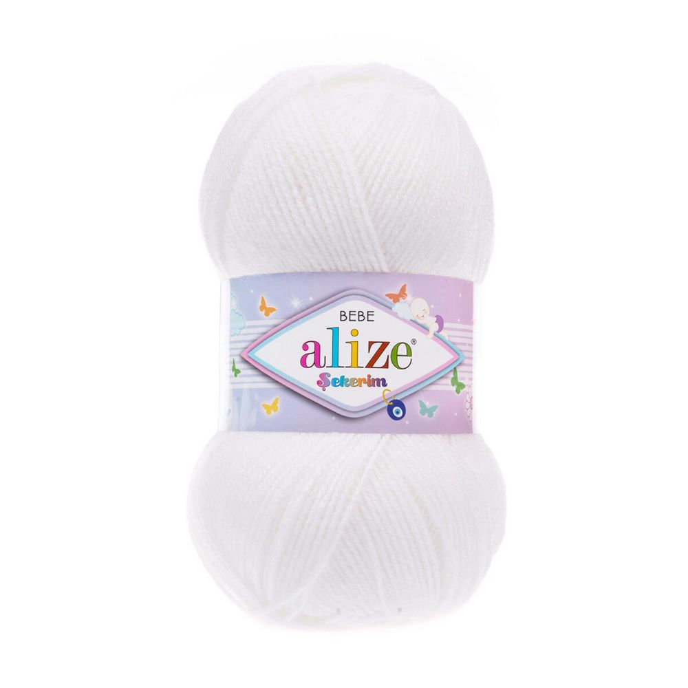 Пряжа Alize (Ализе) Sekerim Bebe / уп.5 мот. по 100 г, 320м, 055 белый A