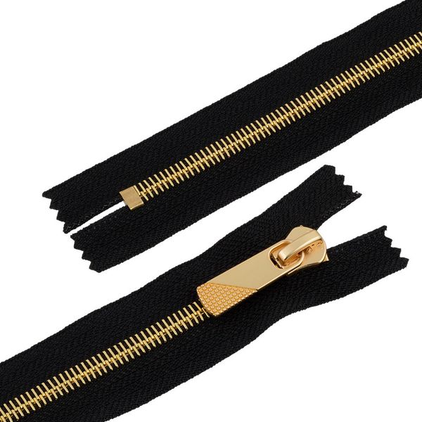 Молния металл Т8 (8 мм) 1 зам., н/раз., 20 см, декор, золото, черный, KAP-8 Gamma, 5 шт