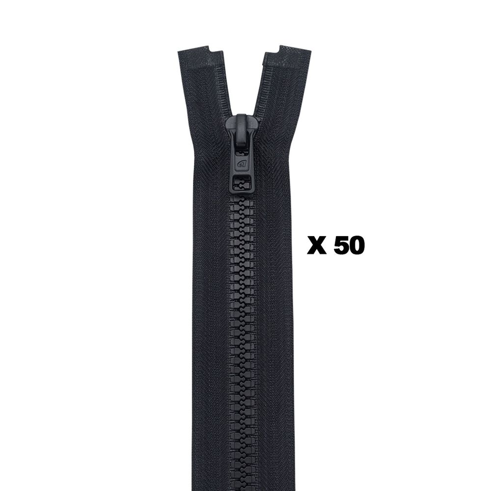 Молния трактор Arta Т6 (6 мм) 1 зам., разъем., 50 см, (2076), A580 черный, НОВЫЙ МАТОВЫЙ ЗАМОК, уп.50 штук