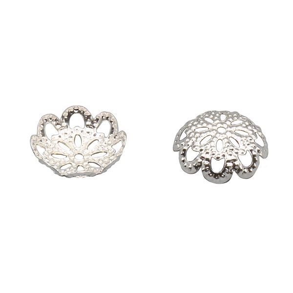 Шапочка для бусин, d-12 мм, 30 шт/уп, серебро