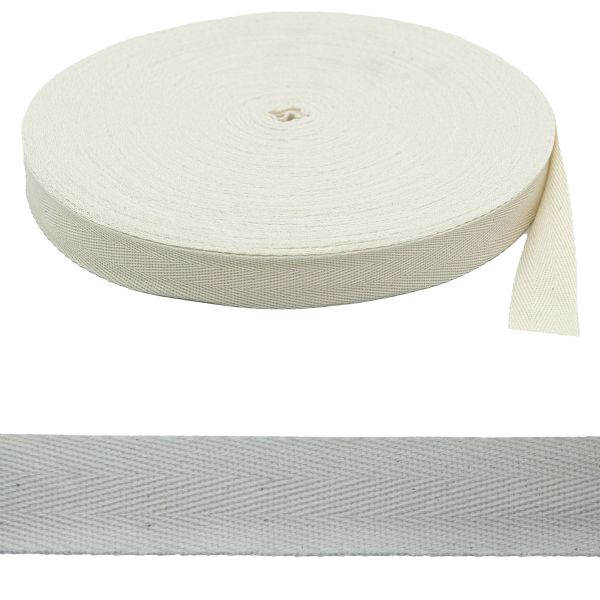 Тесьма (лента) киперная (100 х/б) 25 мм / 50 метров, суровый