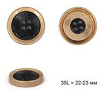 Пуговицы металл 4 прокола 36L = 22-23 мм, TBY.L-1238-2.5 цв.черный с золотом, 50 шт