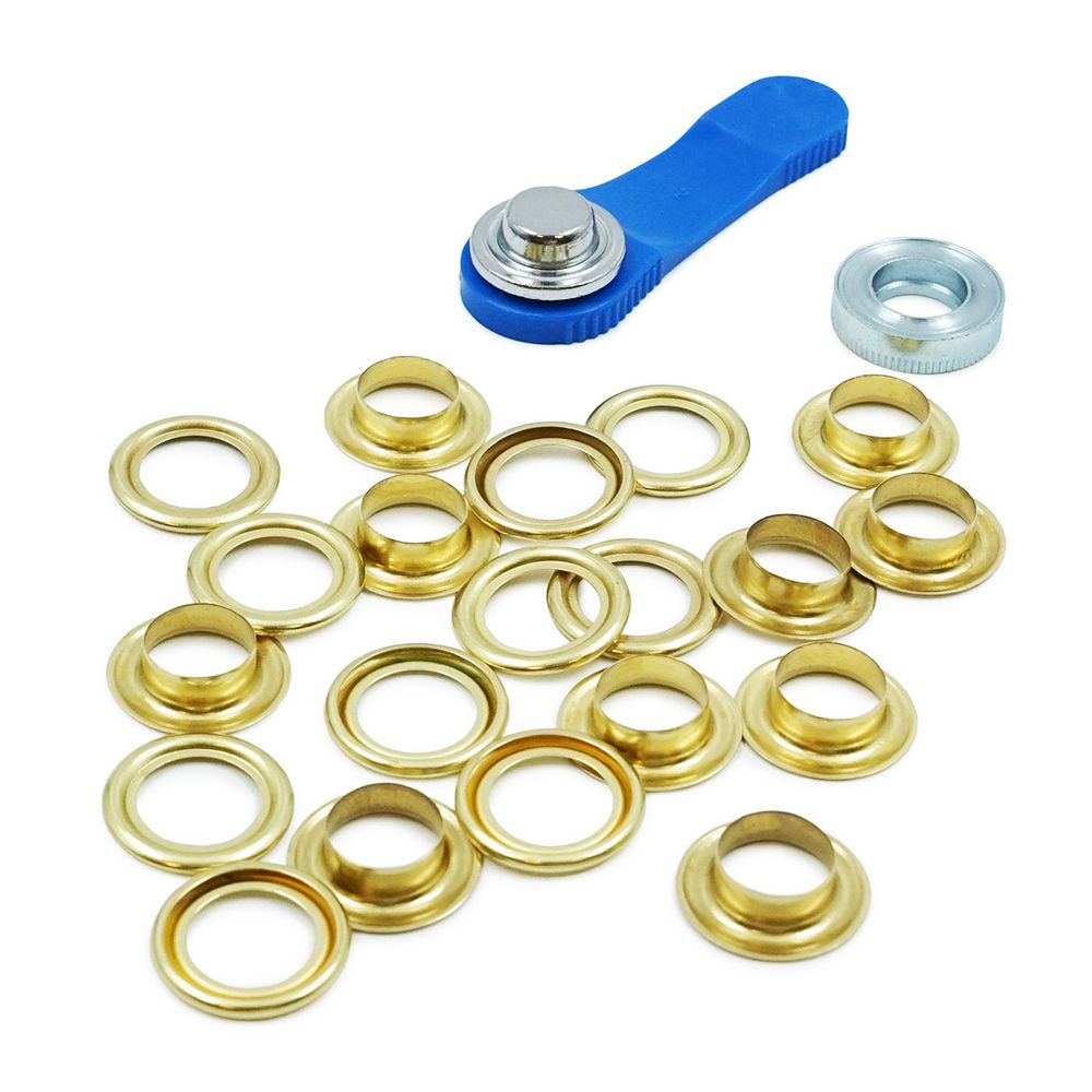 Люверсы металл ⌀14.0 мм (внутр.) с инструментом для установки, золото, Prym, 10 шт