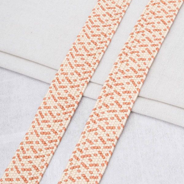 Стропа (ременная лента) 40 мм / 45.72 метра, [48.20 г/пог.м], с принтом эластичная, ZH821 бежевый/коричневый), 3Al294