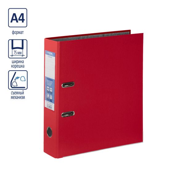 Регистратор PVC, мет.уг. 75 мм, 50 шт, Premier A4 арочный механ. (разб.), красный EC1012245, Expert Complete