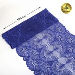 Кружево эластичное (стрейч) 8034 195мм цв.F223 синий ультрамарин, 10 метров, Kruzhevo