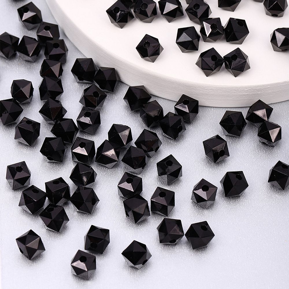 Бусины акриловые ⌀10 мм, 500 г, MG.3246-002, 002 черный