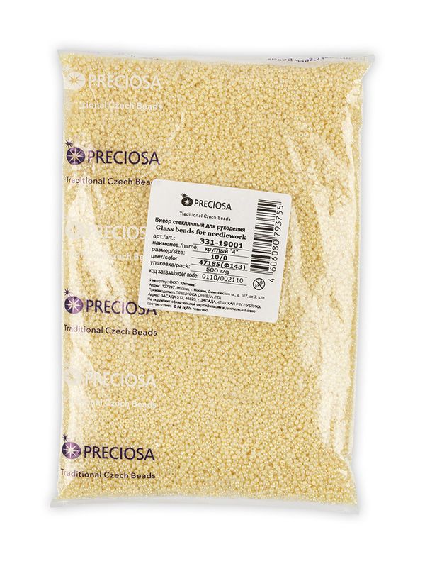 Бисер Preciosa круглый 2.3 мм 500 г 2-й сорт, 47185 (Ф143) т.кремовый,