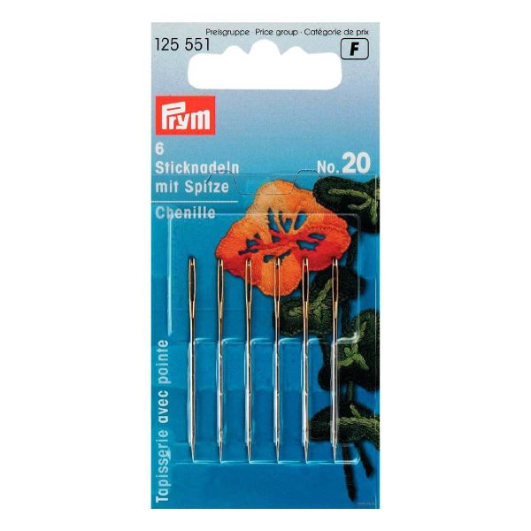 Иглы ручные вышивальные острые №20 1,00х43мм, Prym
