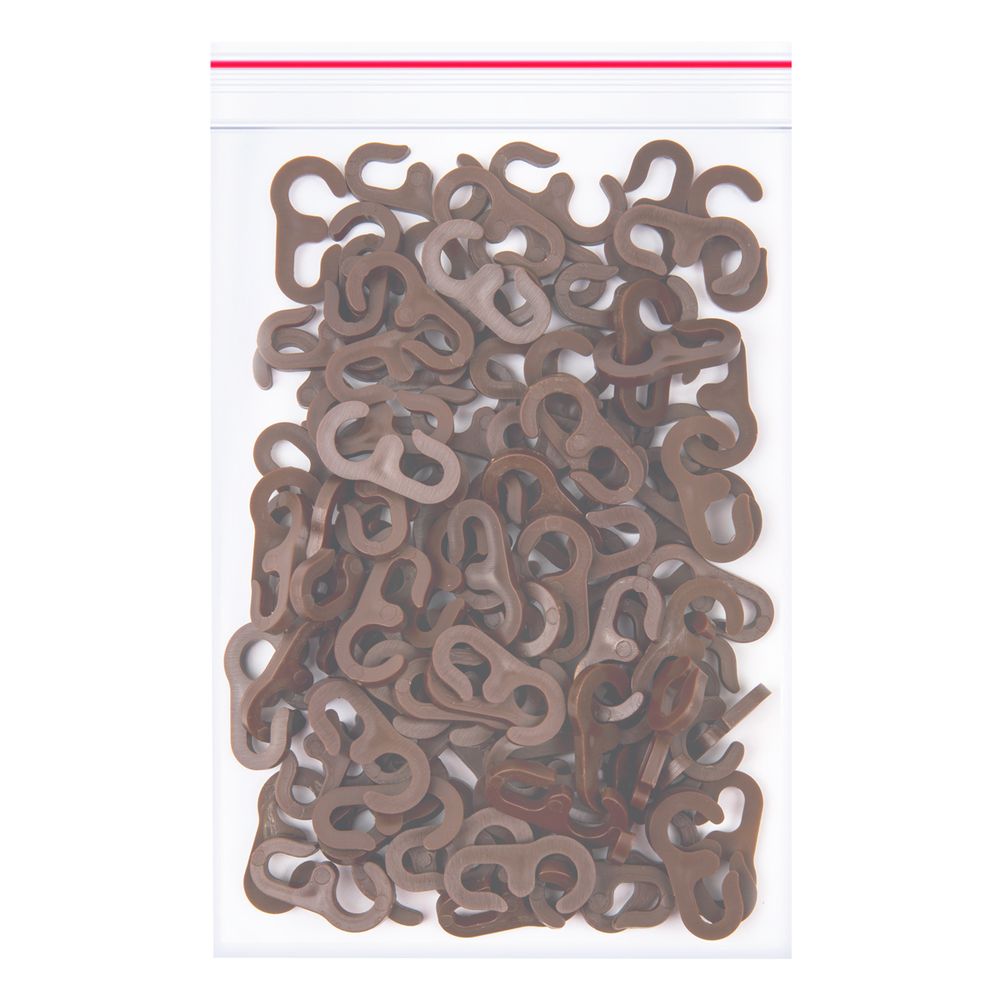 Крючки шторные для карниза на кольцо, 100 шт, /РП/ 02 коричневый, Blitz LF-300