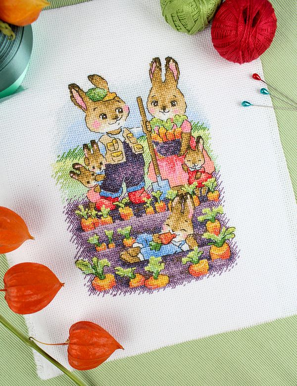 Набор для вышивания нитками МП Студия М-768, Семейный огород, 19х14 см