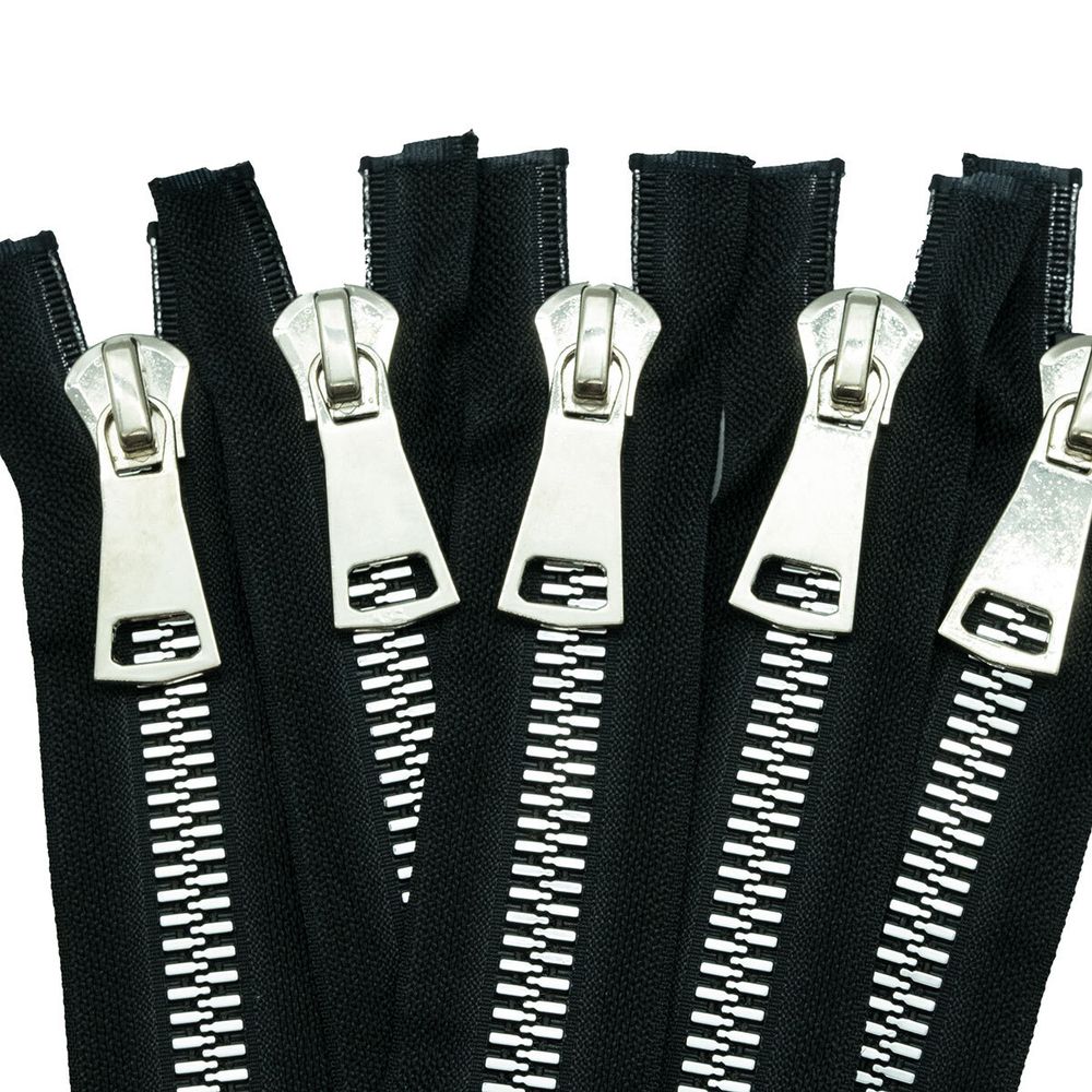 Молния трактор Т10 (10 мм) 2 зам., разъем., 90 см, декор. звено, ник / черн, 5 шт