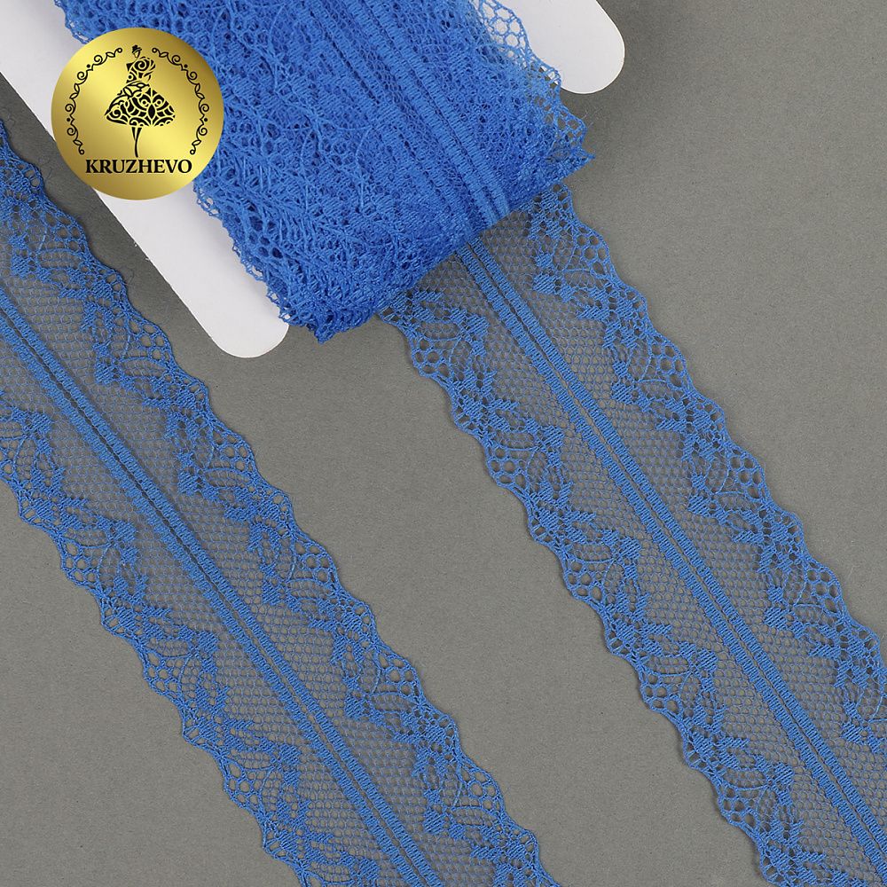 Кружево отделочное в стиле "трикотаж" 40 мм, 150-1 цв.231 т.синий уп.27,4м