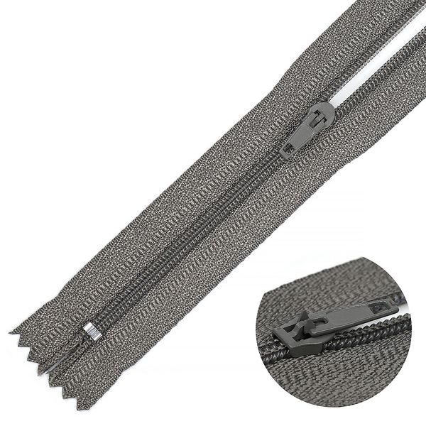 Молния спираль (витая) брючная Т4 (4 мм) 1 зам., н/раз., 20 см, п/автомат, цв.S860 серый уп.100 шт