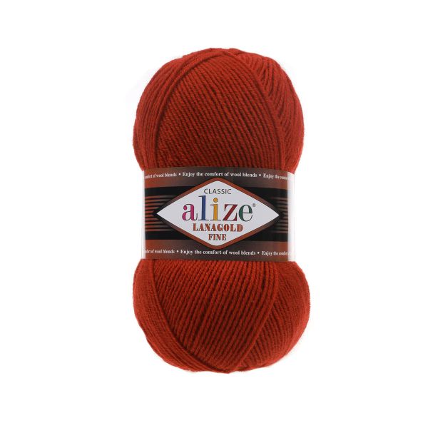 Пряжа Alize (Ализе) Lana Gold Fine / уп.5 мот. по 100 г, 390м, 036 терракот A