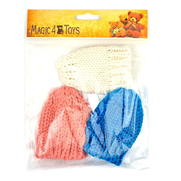 Шапка для игрушек вязанная 8см обхват головы 11-16см 100% акрил, арт.КЛ26736, цв.ассорти уп.3 шт