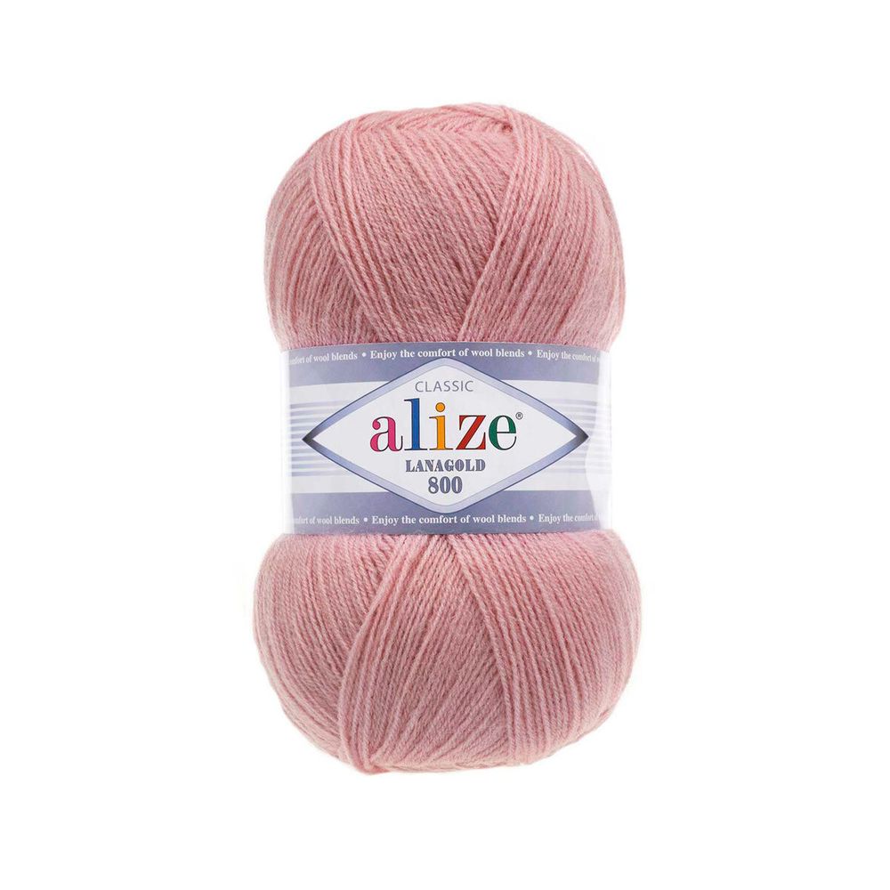 Пряжа Alize (Ализе) Lana Gold 800 / уп.5 мот. по 100 г, 800м, 173 вялая роза A