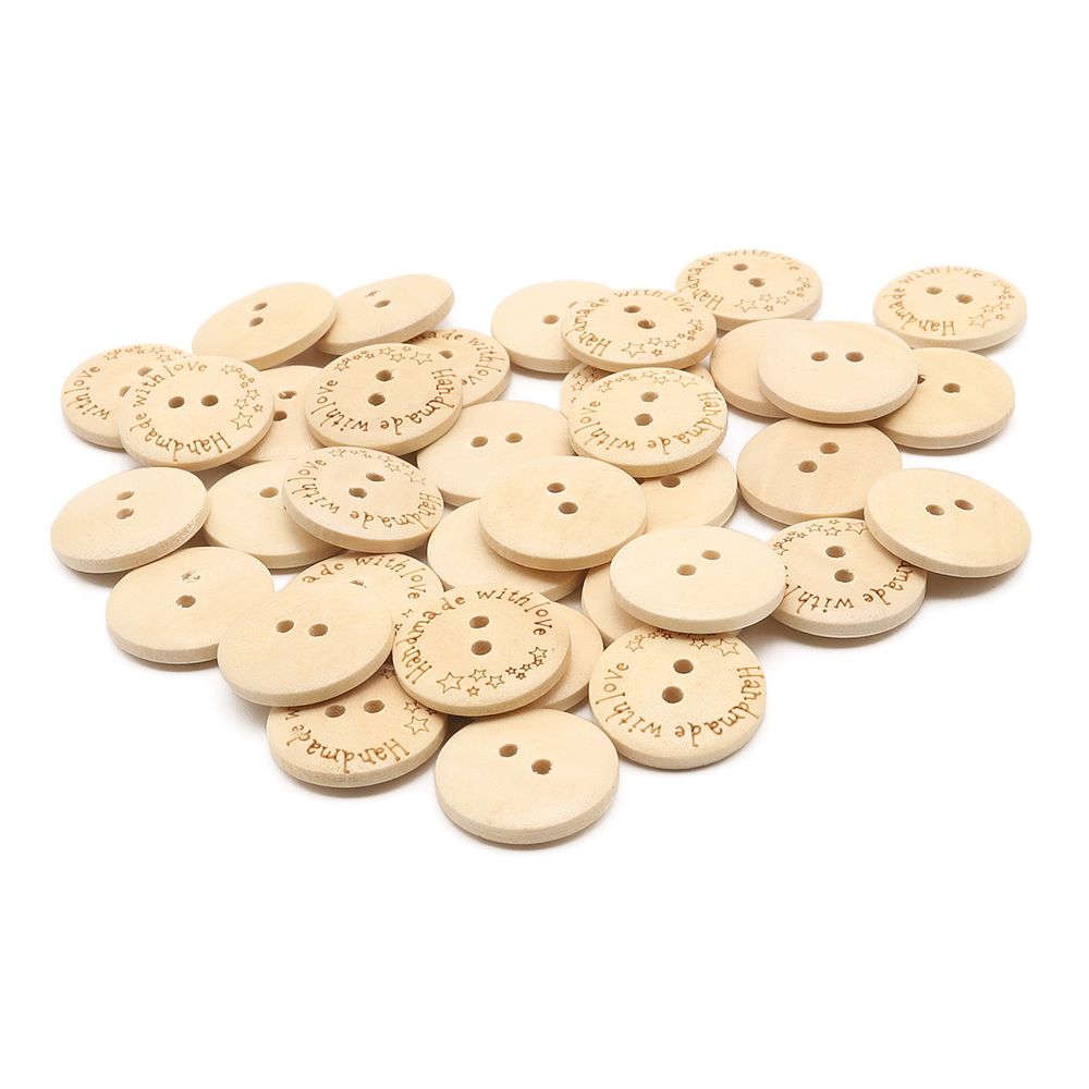 Пуговицы на 2 прокола Handmade 32L (20мм), дерево (Milk (молочный)), W21, 36 шт