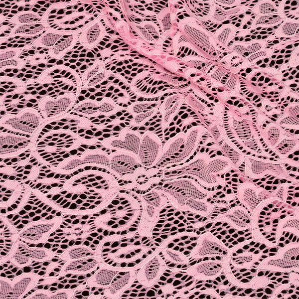 Ткань кружевная (гипюр) с кордом 130 г/м², шир. 150 см / 1 метр, TBY.3036, цв.135 розовый