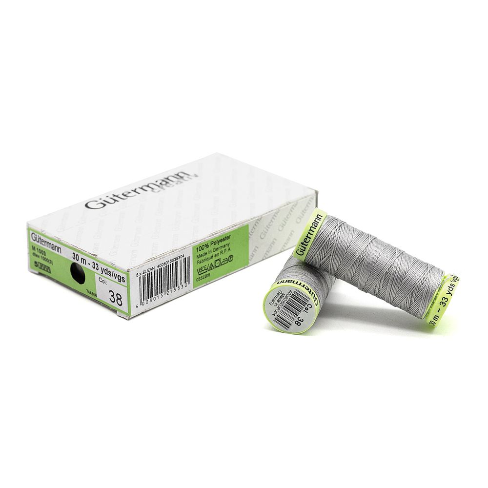 Нитки отделочные Gutermann Top Stitch, 30м, 038 св.серый, 5 катушек