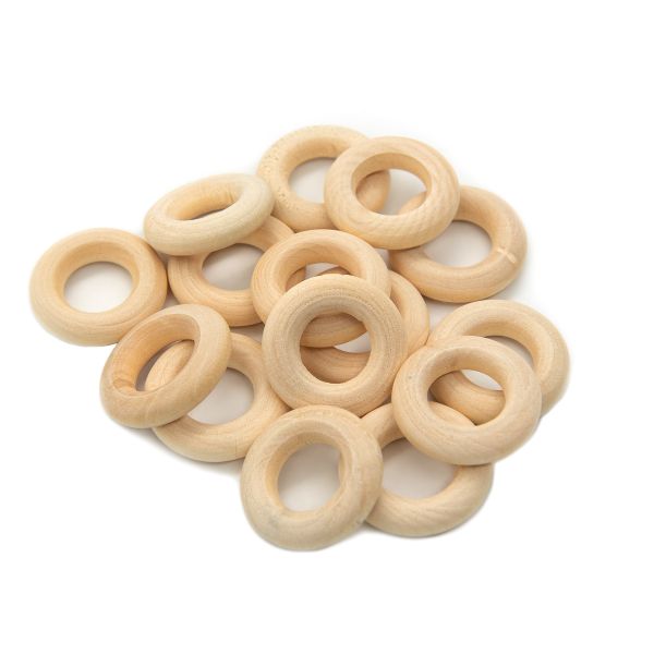 Бусины дерево ⌀20 мм, неокрашенные, кольцо, 15 шт