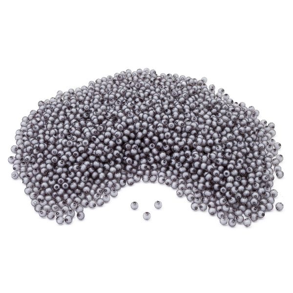 Бусины акрил ⌀8 мм, 500 г, цвет. с белой сердц., круглые часто гран., 59 серый, Astra&Craft LY-162